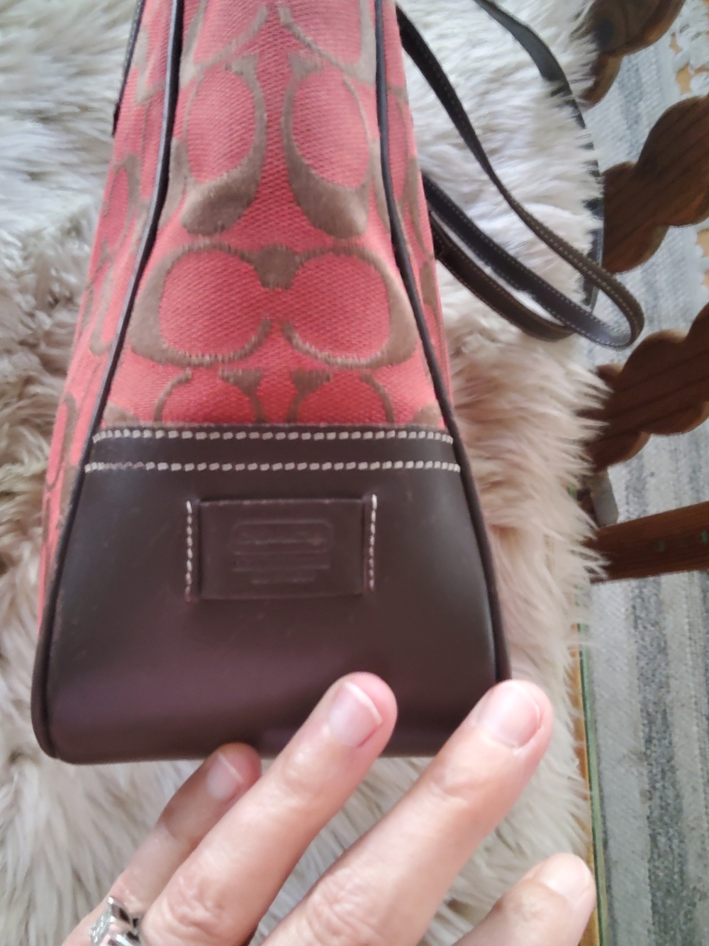 Coach Signature Series Tapestry and Leather EUC 6090 FLAW Sold as Is - Picture 8 of 16